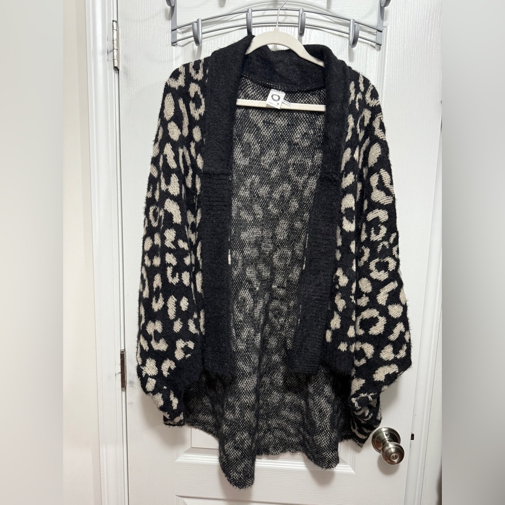 Anthropologie Akemi + Kin‎ Open Cardigan Leopard Louise Knit Sweater Kimono O/S